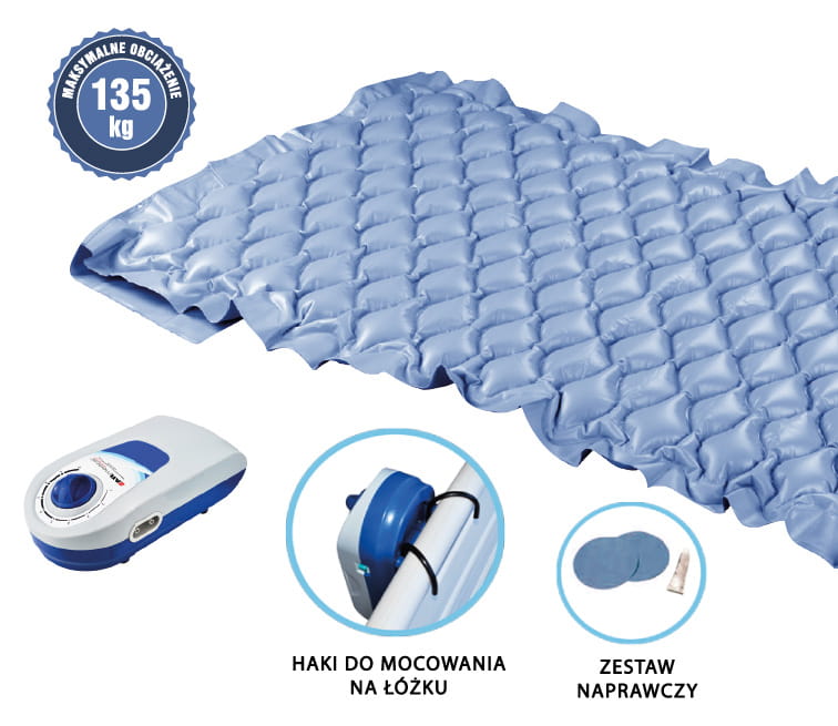 Bardzo cichy materac przeciwodleżynowy z obciążeniem do 135 kg, Armedical AR-920(materac z pompą)
