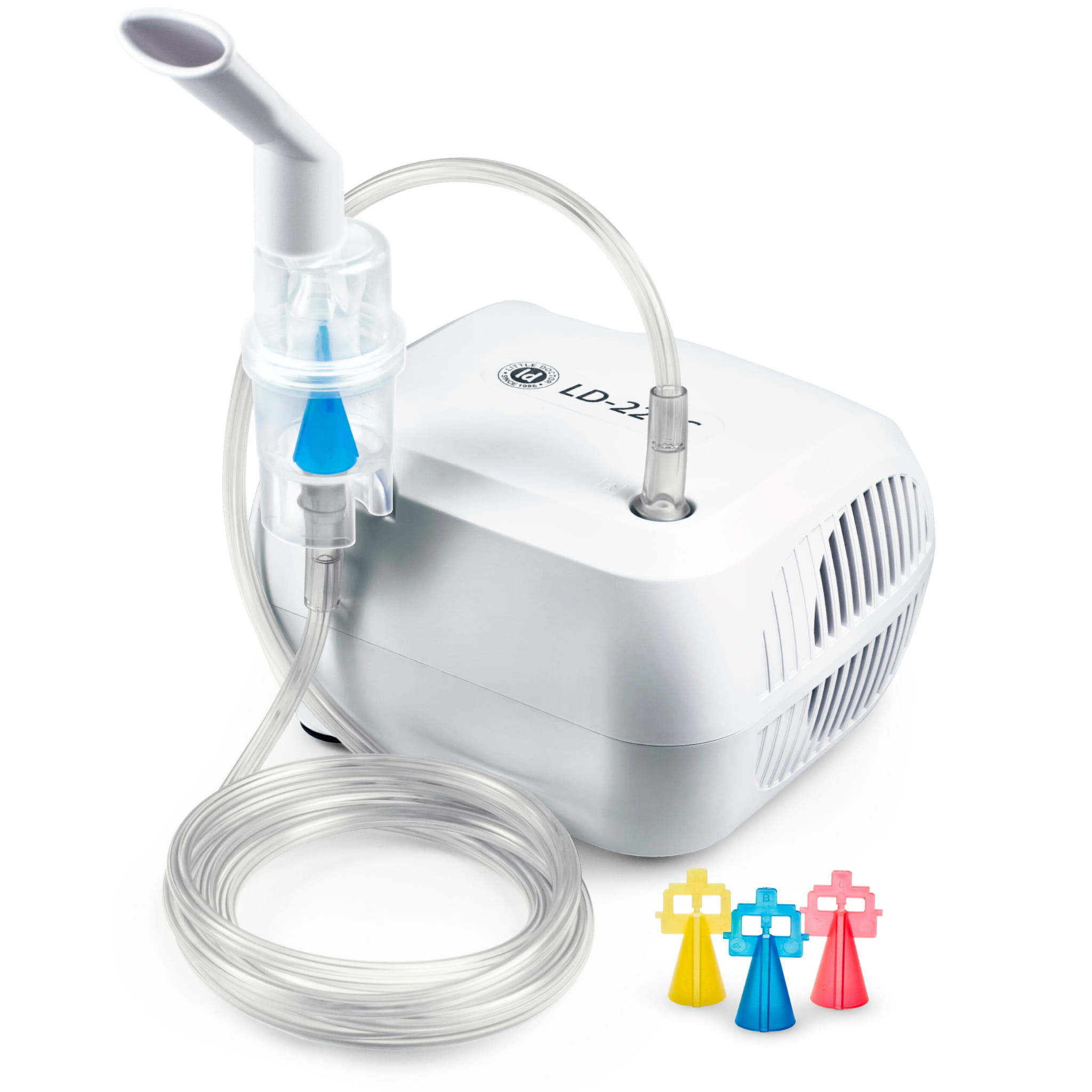 Zaawansowany inhalator/nebulizator kompresorowo-tłokowy łączący w sobie niezwykłą skuteczność leczenia z kompaktowymi wymiarami LD-220C (w zestawie 12 szt. akcesoriów)