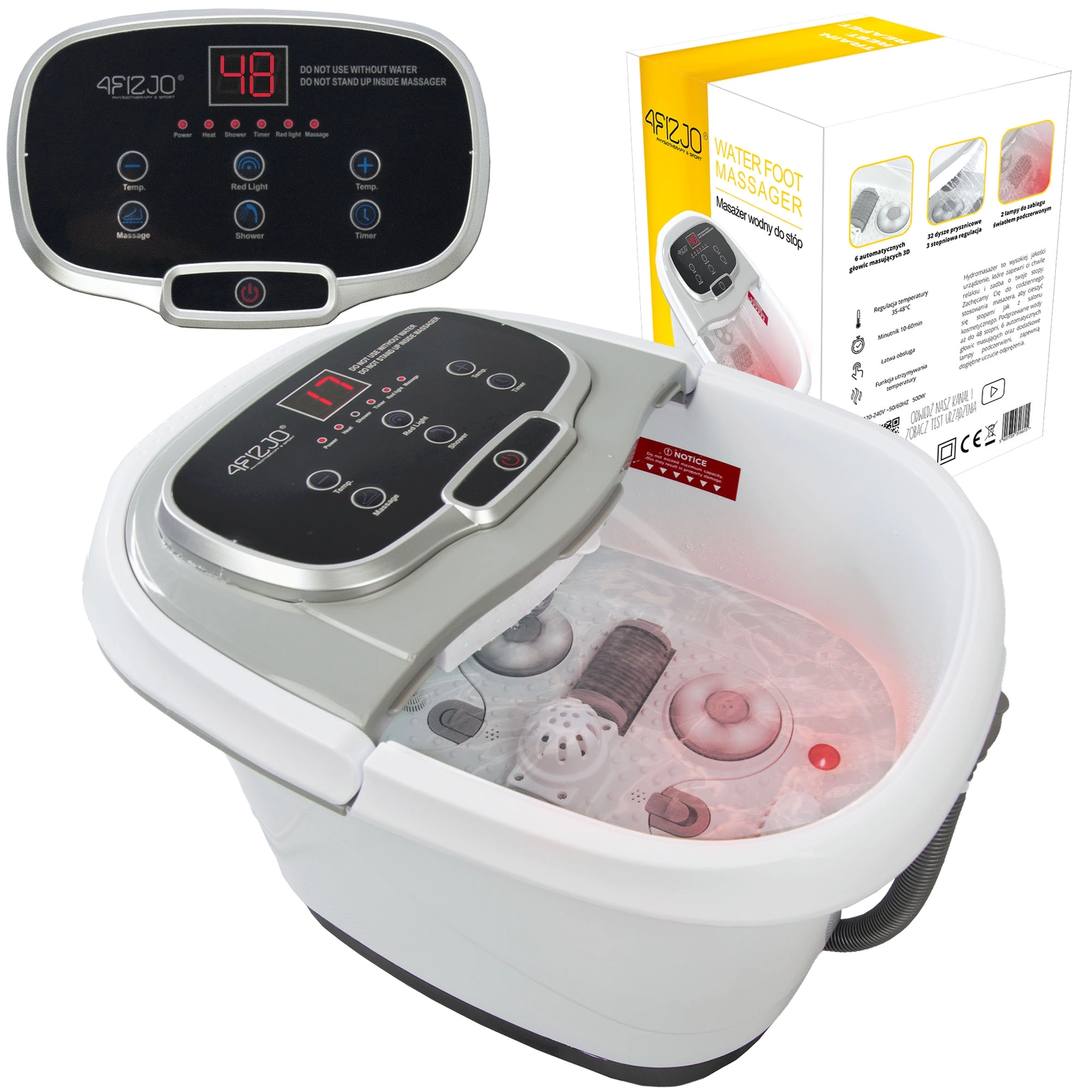 Wielofunkcyjny masażer do stóp FOOT MASSAGER 4FIZJO, z hydromasażem poprawiającym krążenie i relaksującym efektem