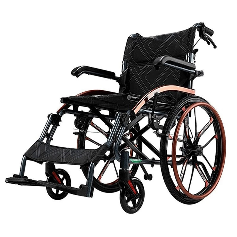 Ultralekki aluminiowy wózek inwalidzki Wheelie Light, z kołami pompowany, szerokość siedziska 46 cm